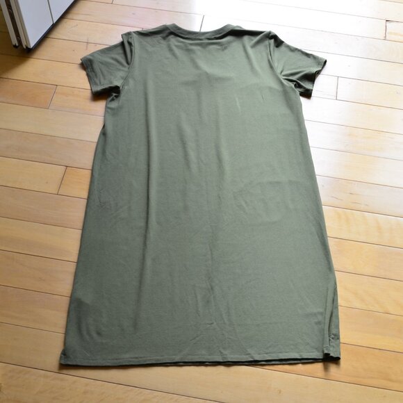Eileen Fisher Olive Green V-neck Jersey Dress Size S/P - Picture 8 of 10